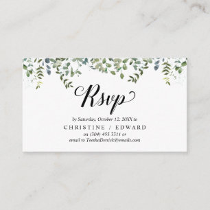 Elegant groen, zwart script, RSVP reageren Informatiekaartje