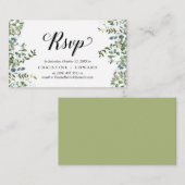 Elegant groen, zwart script, RSVP reageren Informatiekaartje (Voorkant / Achterkant)