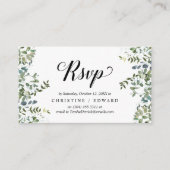 Elegant groen, zwart script, RSVP reageren Informatiekaartje (Voorkant)