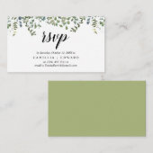 Elegant groen, zwart script, RSVP reageren Informatiekaartje (Voorkant / Achterkant)