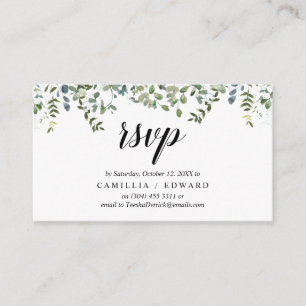Elegant groen, zwart script, RSVP reageren Informatiekaartje