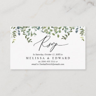 Elegant groen, zwart script, RSVP reageren Informatiekaartje