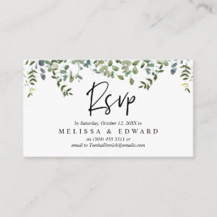 Elegant groen, zwart script, RSVP reageren Informatiekaartje