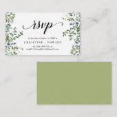Elegant groen, zwart script, RSVP reageren Informatiekaartje (Voorkant / Achterkant)