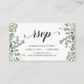 Elegant groen, zwart script, RSVP reageren Informatiekaartje (Voorkant)