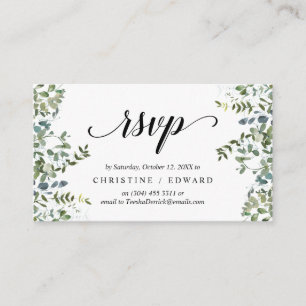 Elegant groen, zwart script, RSVP reageren Informatiekaartje