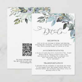 Elegant Groene Beplanting QR Code Huwelijksdetails Informatiekaartje
