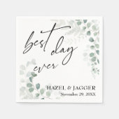 Elegant Groene Beste Dag Ooit Bruiloft Servet (Voorkant)