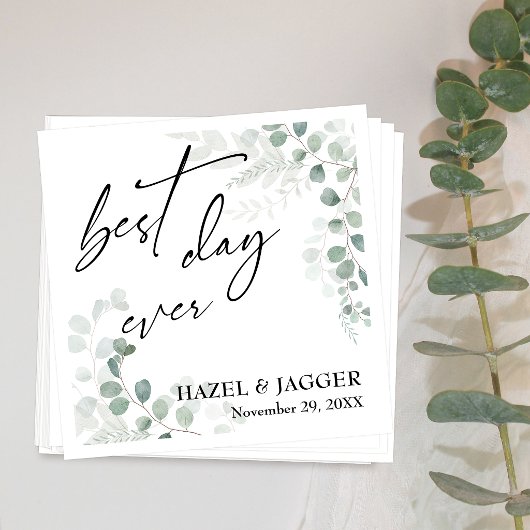 Elegant Groene Beste Dag Ooit Bruiloft Servet