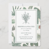 Elegant Groene Bladeren Botanische Schets Kaart (Voorkant)