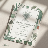 Elegant Groene Bladeren Botanische Schets Kaart