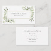 Elegant Groene Bladeren Professioneel Visitekaartje (Voorkant / Achterkant)