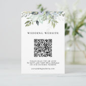 Elegant Groene Bladeren QR Code & Foto Bruiloft Informatiekaartje (Staand voorkant)