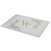 Elegant groene bladgoudmonogram snijplank (Hoek)