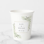 Elegant groene bladgroenten bruiloft papieren bekers (Voorkant)