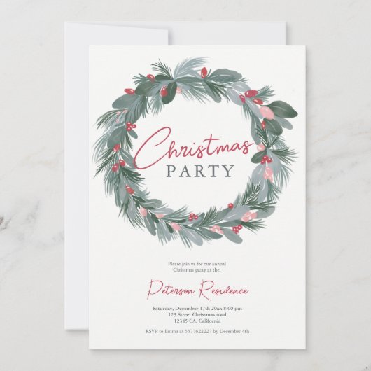 Elegant groene blauwe roodflorale kerstkreet kaart (Voorkant)