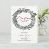 Elegant groene blauwe roodflorale kerstkreet kaart (Staand voorkant)