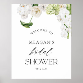 Elegant groene bloemrijke zomer bruiloft borrel bo poster