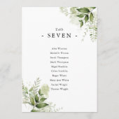 Elegant groene bloemstuk zitplaats tafelnummer (Achterkant)
