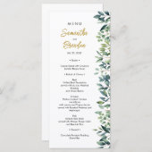 Elegant groene botanische bladeren Bruiloft Menu (Voorkant / Achterkant)