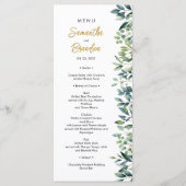Elegant groene botanische bladeren Bruiloft Menu (Voorkant)