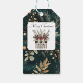 Elegant Groene Botanische Kerstmis Cadeaulabel (Voorkant)