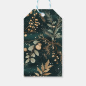 Elegant Groene Botanische Kerstmis Cadeaulabel (Achterkant)