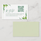 Elegant groene botanische moderne QR-code RSVP bin Informatiekaartje (Voorkant / Achterkant)