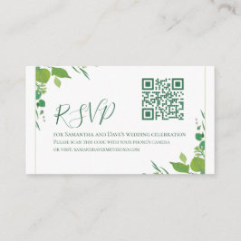 Elegant groene botanische moderne QR-code RSVP bin Informatiekaartje