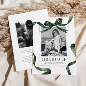 Elegant Groene Bow Foto Afstuderen Aankondiging