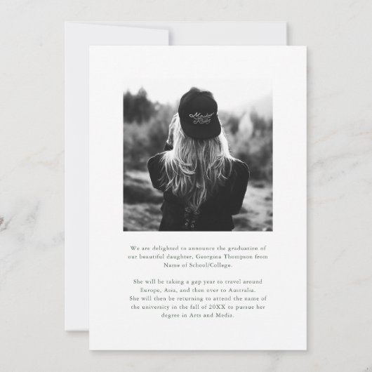 Elegant Groene Bow Foto Afstuderen Aankondiging (Achterkant)