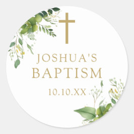 Elegant groene doopfeest favor ronde sticker