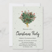 Elegant groene en rode botanische kerstfeest kaart (Voorkant)