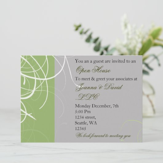 elegant groene Enterprise Party Invitation Kaart (Staand voorkant)