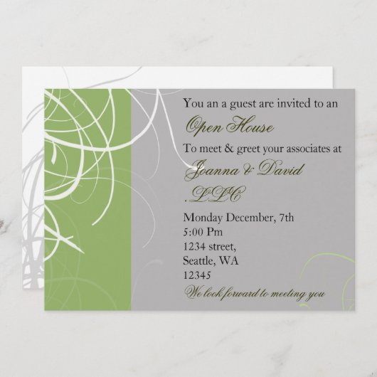 elegant groene Enterprise Party Invitation Kaart (Voorkant / Achterkant)