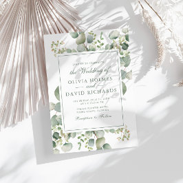 Elegant Groene Eucalyptus Botanische Bruiloft Kaart