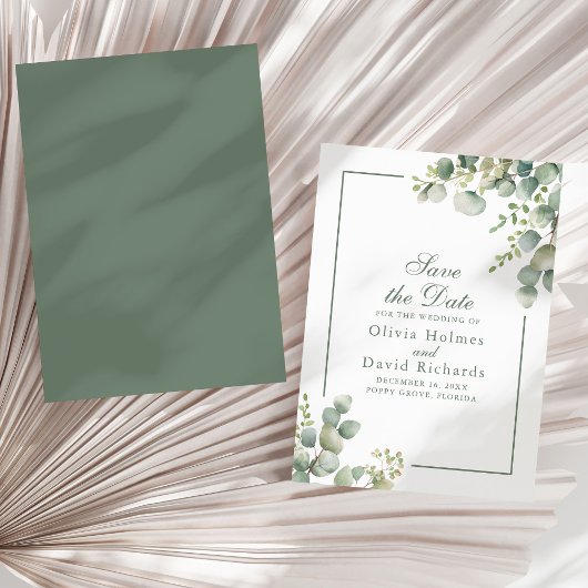 Elegant Groene Eucalyptus Botanische Bruiloft Save The Date