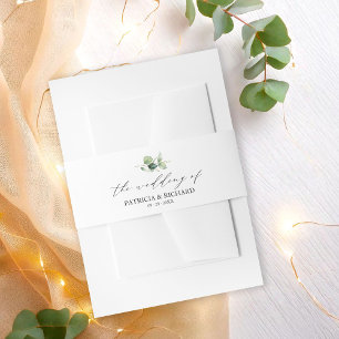Elegant Groene Eucalyptus Bruiloft Uitnodigingen Wikkel