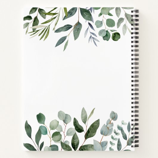 Elegant Groene Eucalyptus Custom Recept Boek (Achterkant)