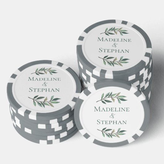 Elegant groene eucalyptusblad gepersonaliseerde tr poker chips (Opstapeling)