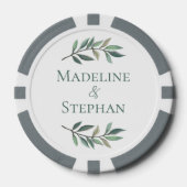 Elegant groene eucalyptusblad gepersonaliseerde tr poker chips (Voorkant)
