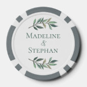 Elegant groene eucalyptusblad gepersonaliseerde tr poker chips (Achterkant)