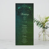 Elegant groene gotische Halloween-huwelijksprogram Menu (Staand voorkant)