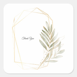 Elegant Groene Goud Geometrische Trouw Dank Je Vierkante Sticker