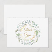 Elegant Groene Goud Schrift Bedankkaart (Voorkant / Achterkant)