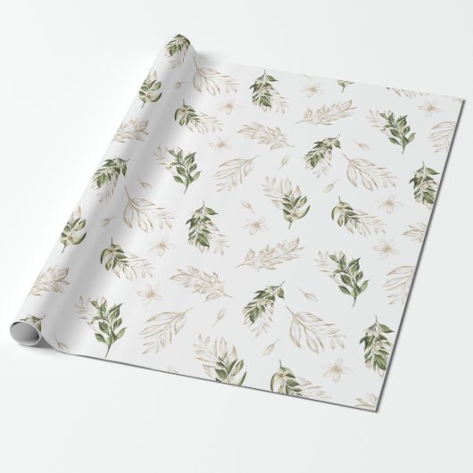 Elegant Groene & Gouden Bruiloft Cadeaupapier (Uitgerold)