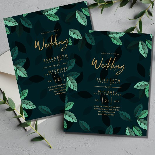 Elegant groene gouden folie budget bruiloft