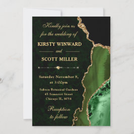 Elegant Groene Gouden Glitter Agate Trouwring Kaart