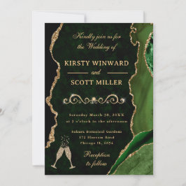 Elegant Groene Gouden Glitter Agate Trouwring Kaart