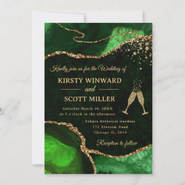 Elegant Groene Gouden Glitter Agate Trouwring Kaart